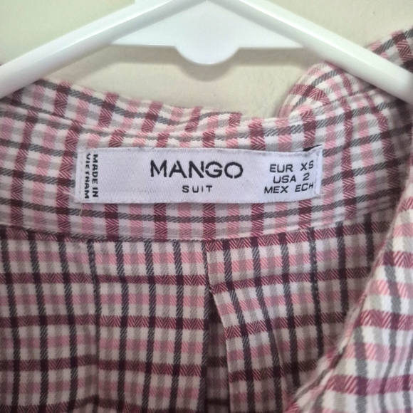 🍁Mango Suit Pink Plaid Longsleeved Blouse – Size 2 - Picture 2 of 4